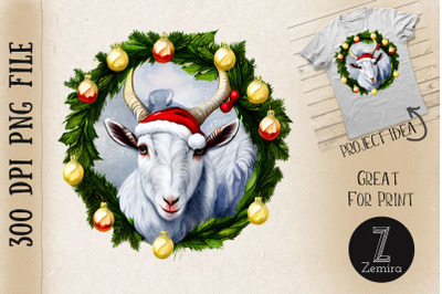 Goat In Christmas Wreath