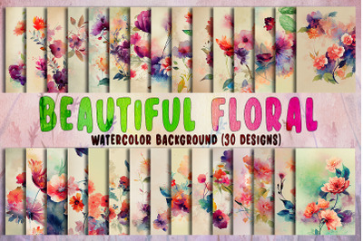 Beautiful Floral Watercolor Background Bundle
