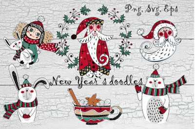 New Year doodles PNG SVG