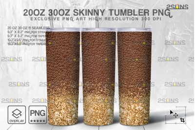 20oz Glitter Gold Leather Skinny Tumbler SEAMLESS Pattern Design