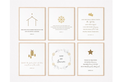 Set of 6 Christmas Bible Verses, Christmas Wall Prints