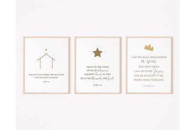 Set of 3 Christmas Bible Verses, Christmas Gallery Set