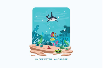 underwater landscape vector illustration