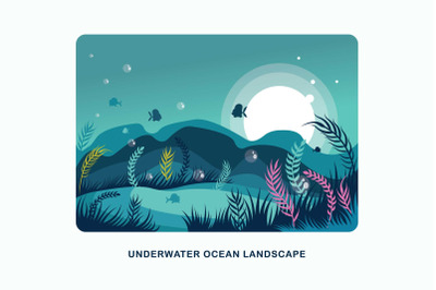 Underwater Ocean Landscape Vector Illustration