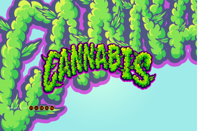 Cannabis lettering text smoke effect svg