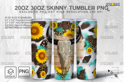20oz Sunflower Skinny Tumbler Western SEAMLESS Design
