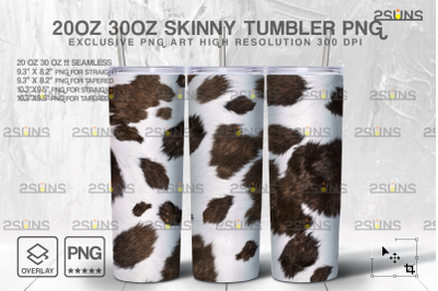 20oz Cow Hide Heifer Skinny Tumbler SEAMLESS Design, Sublimation PNG