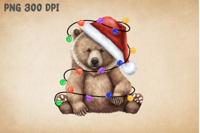 Cute Bear Happy Christmas Watercolor