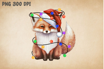 Cute Fox Happy Christmas Watercolor