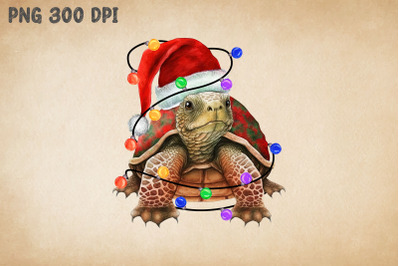 Cute Turtle Happy Christmas Watercolor