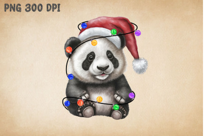 Cute Panda Happy Christmas Watercolor