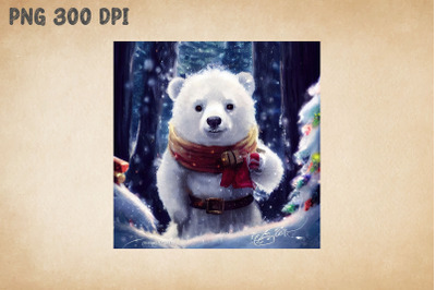 Cute Polar Bear Happy Christmas