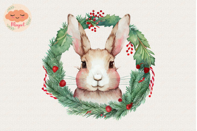 Christmas Wreath Bunny Rabbit