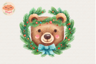 Christmas Wreath Cute Bear