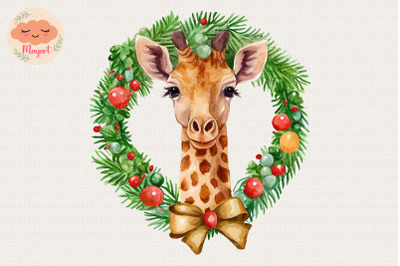 Christmas Wreath Cute Giraffe