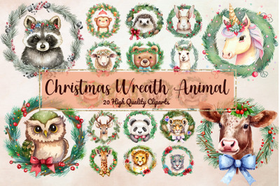 [20 Cliparts] Christmas Wreath Animal