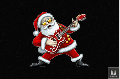 Santa Claus Playing Guitar Xmas