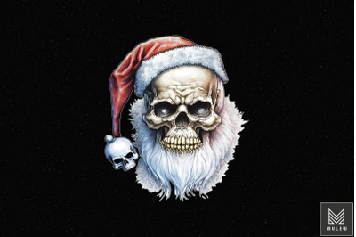 Badass Santa Claus Skull Happy Xmas