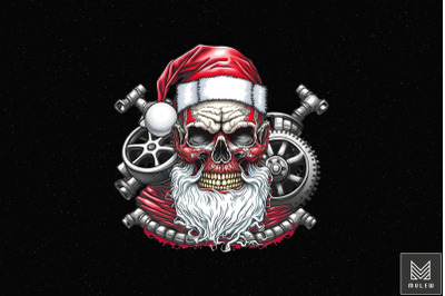 Mechanic Santa Claus Skull Xmas