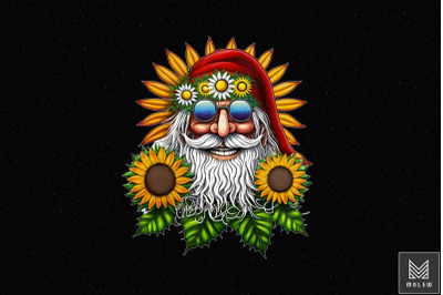 Hippie Santa Claus Sunflower Christmas