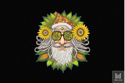 Hippie Santa Claus Sunflower Christmas 2