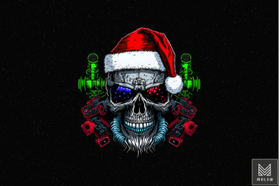 Mechanic Santa Claus Skull Xmas 2