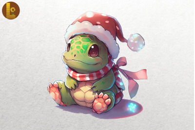 Baby Turtle In Santa Hat Christmas