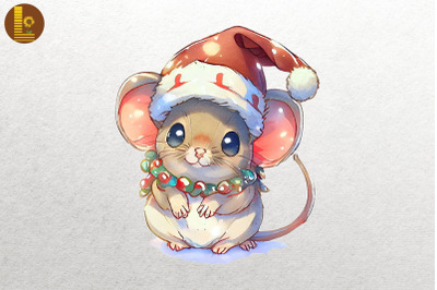 Baby Mouse In Santa Hat Christmas