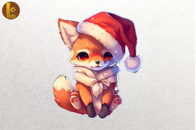 Baby Fox In Santa Hat Christmas