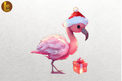 Baby Flamingo In Santa Hat Christmas