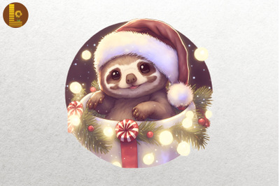 Baby Sloth In Santa Hat Christmas