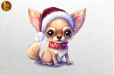 Baby Chihuahua In Santa Hat Christmas