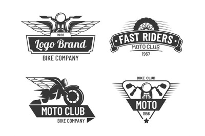 Motorcycle badges set, fast riders moto club