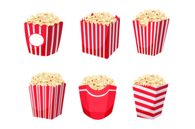 Popcorn buckets collection for cinema or sport event