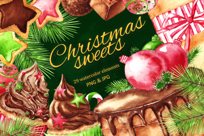 Christmas sweets - watercolor set