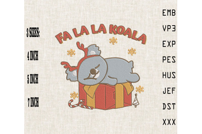 Fa La La Koala Lazy Christmas Koala Embroidery