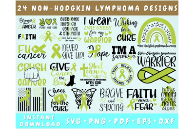 Non-Hodgkin Lymphoma Awareness SVG Bundle, 24 Designs, Non-Hodgkin PNG