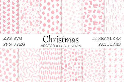 Pink Christmas pattern. Pink Christmas background