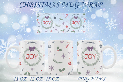 Christmas mug wrap, 11oz 12oz 15oz winter mug sublimation