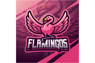 Flamingo esport mascot logo design