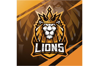 Lion head esport mascot logo design