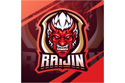 Raijin head esport mascot logo design