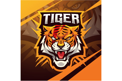 Tiger head esport mascot logo design