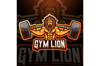 Gym lion esport mascot logo design