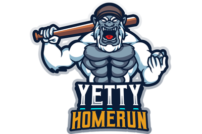 Yetty homerun esport mascot logo design