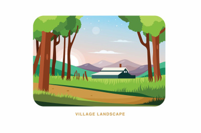 Village Landscape Vector Illustration