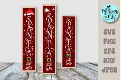 Santa stop here porch sign svg, Christmas Vertical Outdoor Porch