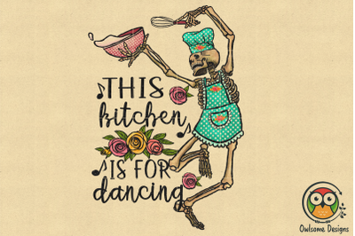 Skeleton Dancing Kitchen Sublimation PNG Design