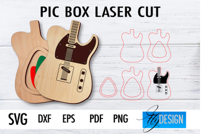 Pic Box Laser Cut SVG | Guitar SVG Design | CNC Files