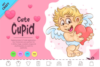 Cute Cartoon Cupid. Clipart